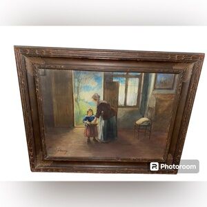 Paul Doering Original Framed Watercolor Painting Woman & Child